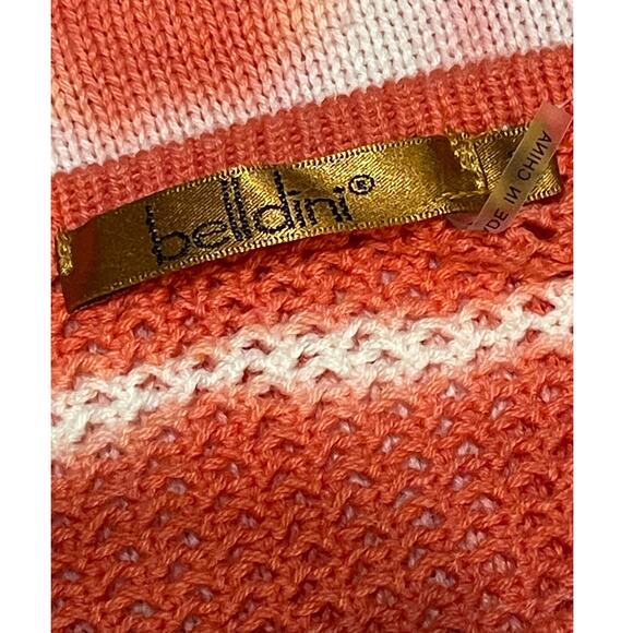 Belldini NEW Size Large New Coral and White Tie Dye Open Knit Pullover Sweater - Picture 5 of 12